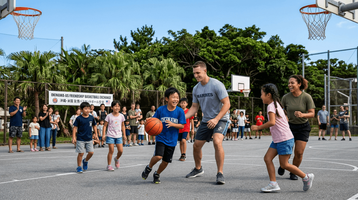 沖縄・米軍関係者とのスポーツや文化交流の様子